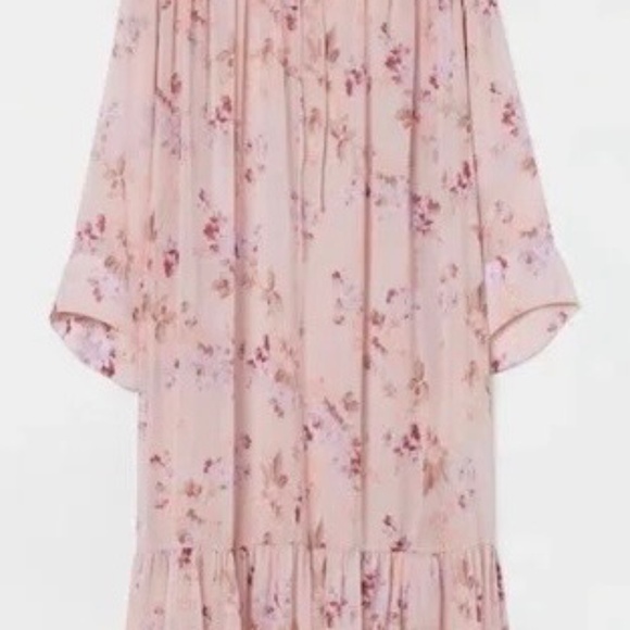 H&M Pink Floral Sheer Chiffon Hippie Boho Dress - Picture 3 of 6
